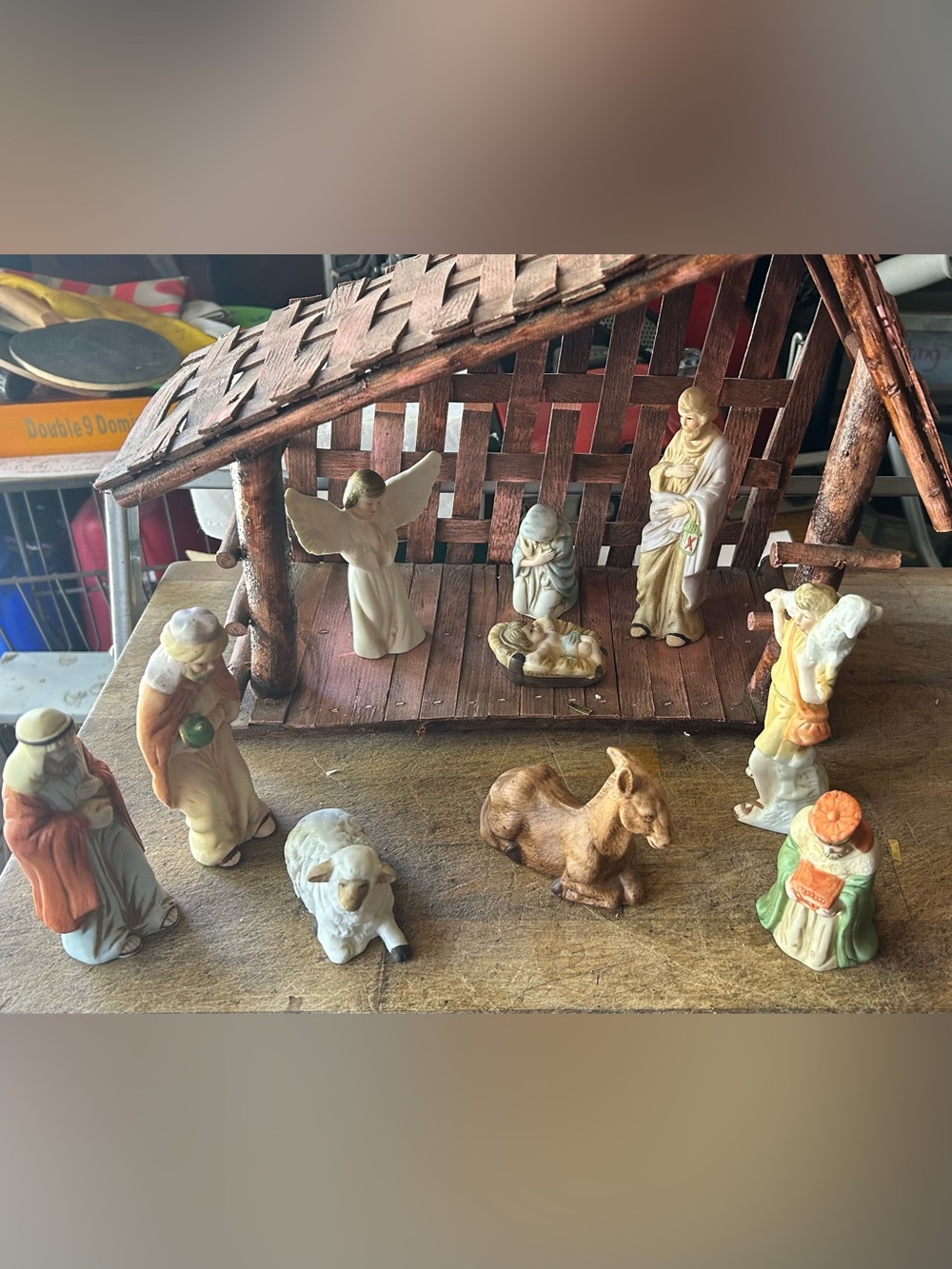 Nativity Scene Figurine Set with Manger - Brown, Ivory, Tan